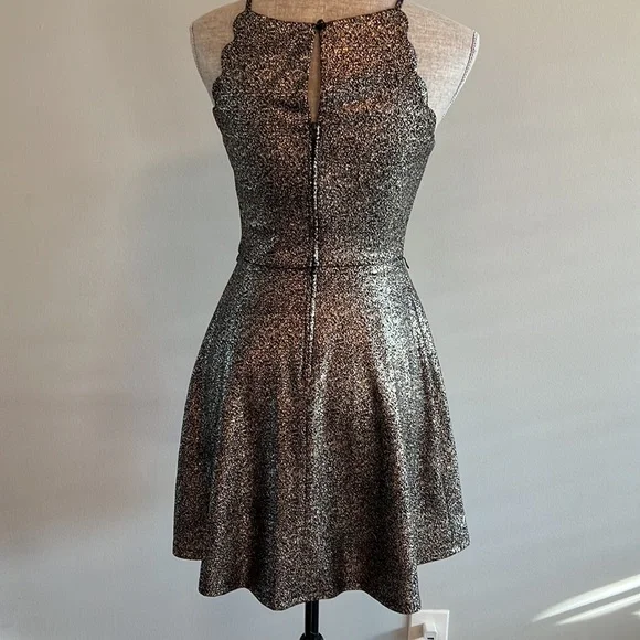 IZ BYER | Size 5 | Black Gold Skater Dress | Midi - Picture 3 of 5